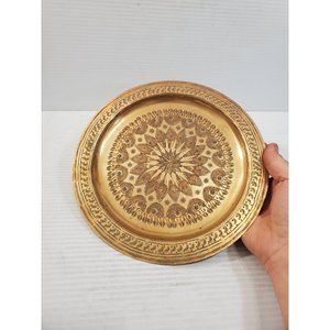 Vintage,Brass Tray morrocan ,Tray ,brass Tray,Serving Tray,Round Tray,Em…